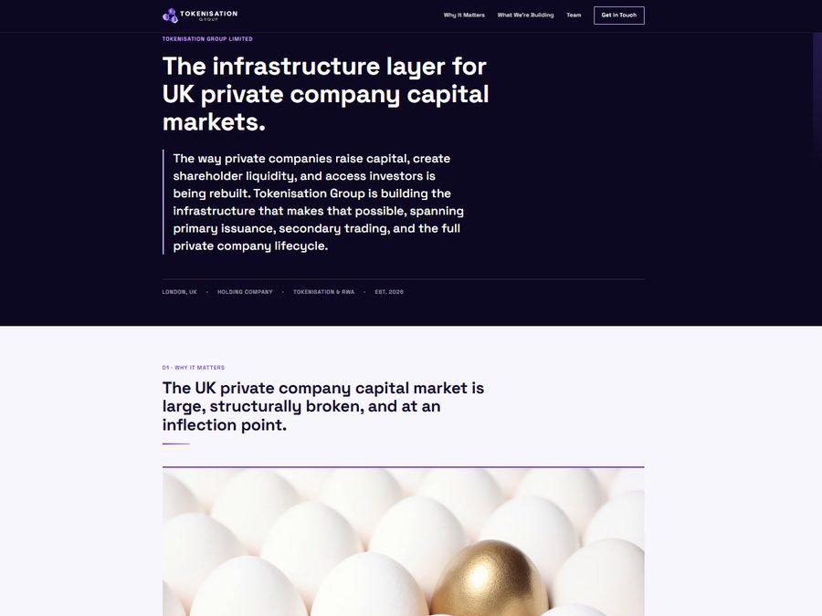 Tokenisation Group website homepage